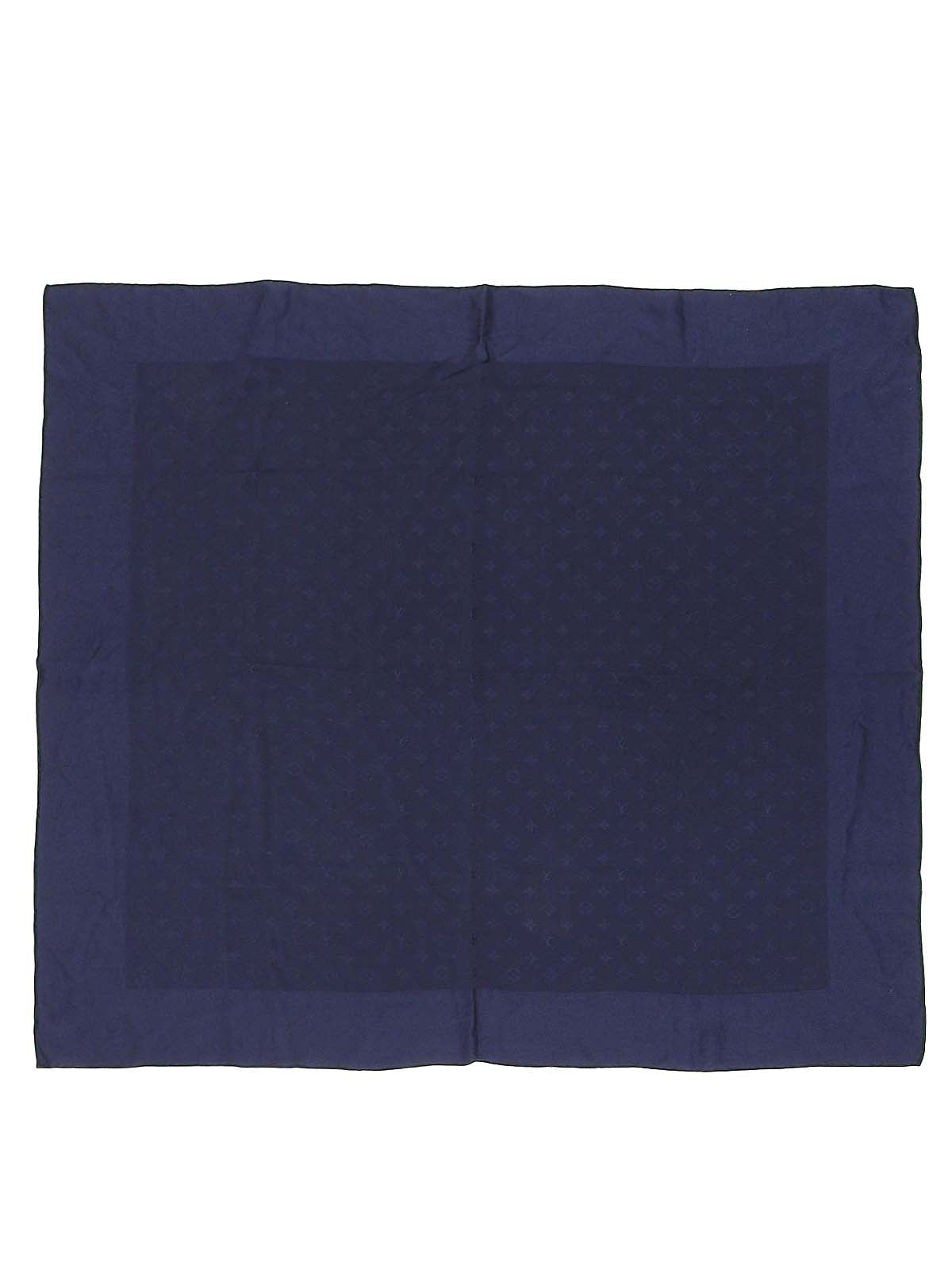 シルクモノグラムパターンスカーフ ネイビー