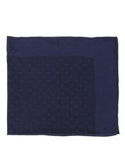 Navy Silk Monogram Pattern Scarf