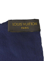 Navy Silk Monogram Pattern Scarf