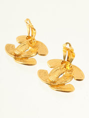 Matelasse Stitch CC Mark Earrings Gold