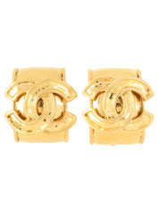 1994 Square CC Mark Earrings Gold