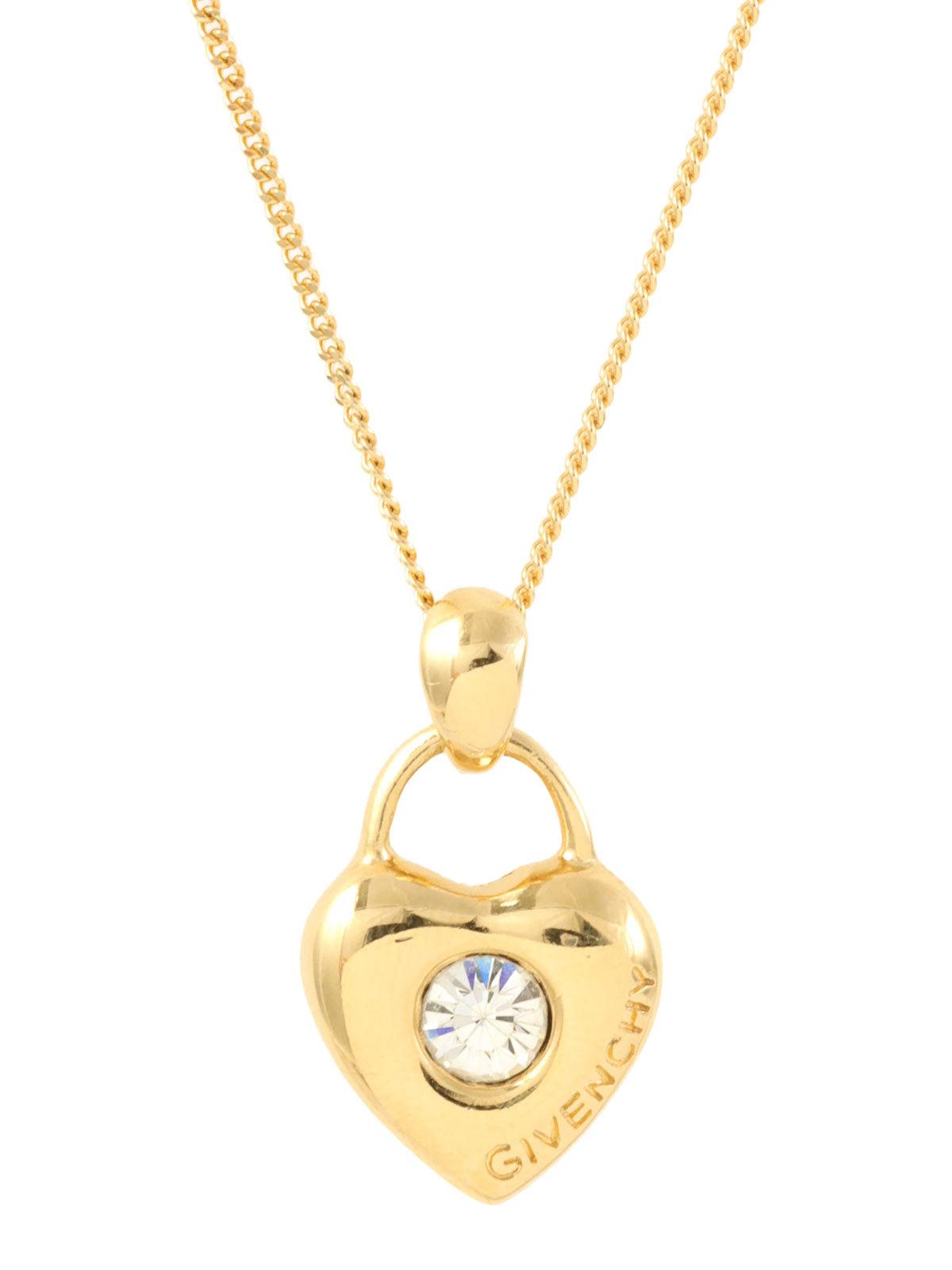 ラインストーンロゴハートモチーフネックレス ゴールド