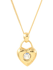 ラインストーンロゴハートモチーフネックレス ゴールド