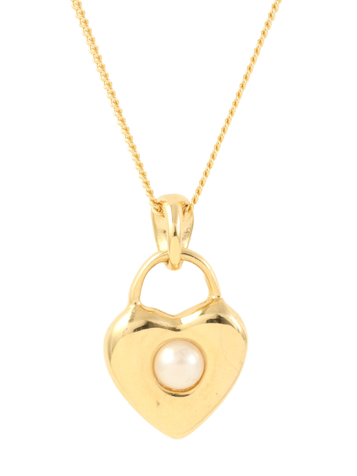 ラインストーンロゴハートモチーフネックレス ゴールド