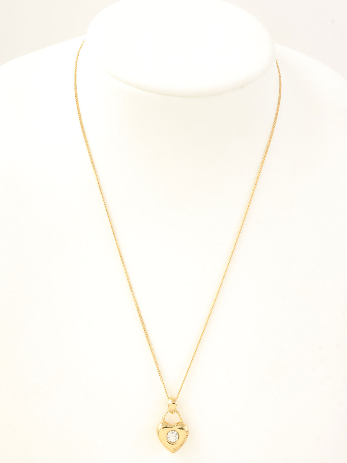 ラインストーンロゴハートモチーフネックレス ゴールド