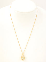 ラインストーンロゴハートモチーフネックレス ゴールド