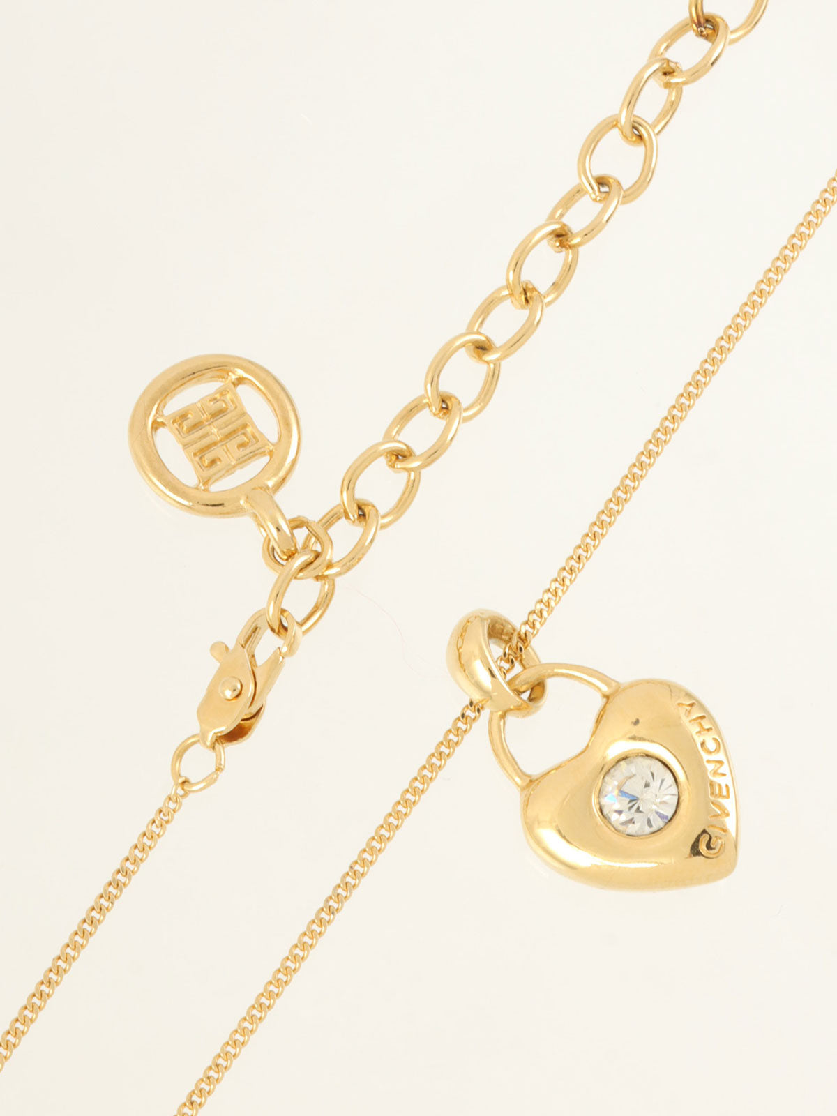 ラインストーンロゴハートモチーフネックレス ゴールド
