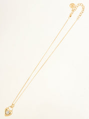 ラインストーンロゴハートモチーフネックレス ゴールド