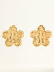 ラインストーンフラワーモチーフイヤリング　ゴールド