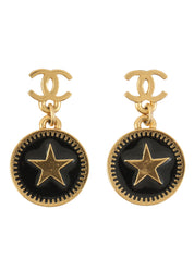 2001年製 CCマークラウンドスタースウィングピアス ブラック／ゴールド