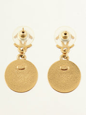 2001 CC Mark Round Star Swing Earrings Black/Gold