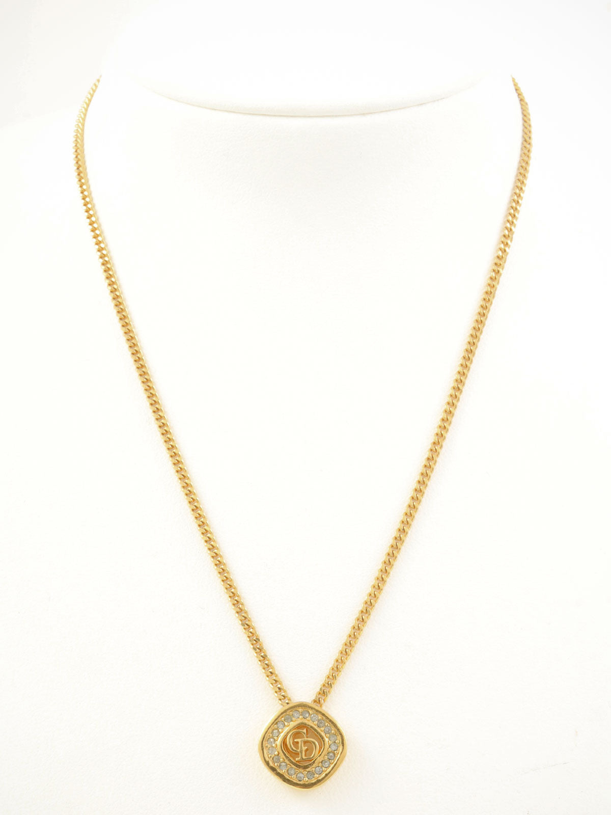 ラインストーンロゴネックレス ゴールド