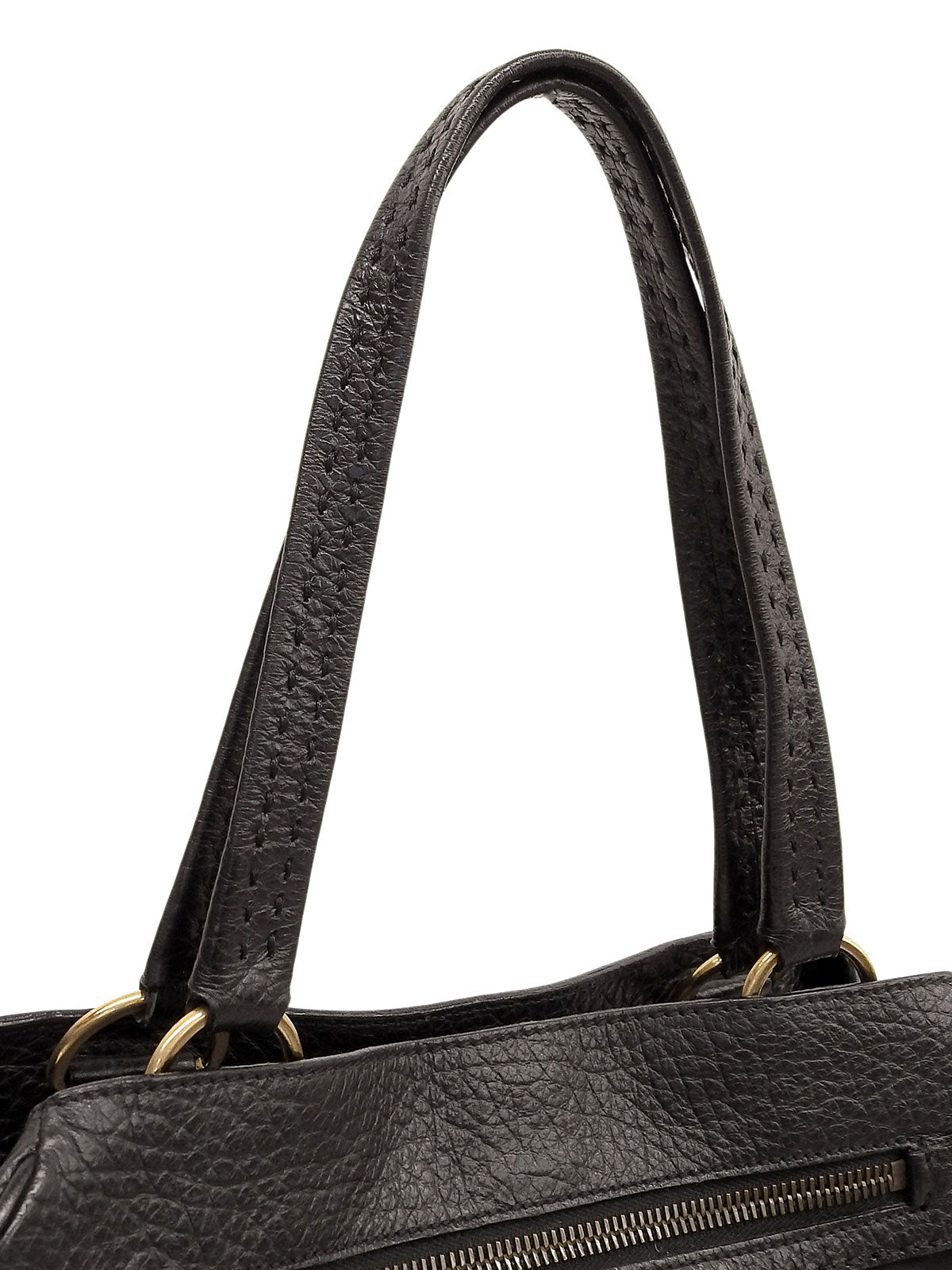 ナイロンレザーロゴプレートコンビハンドバッグ ブラック