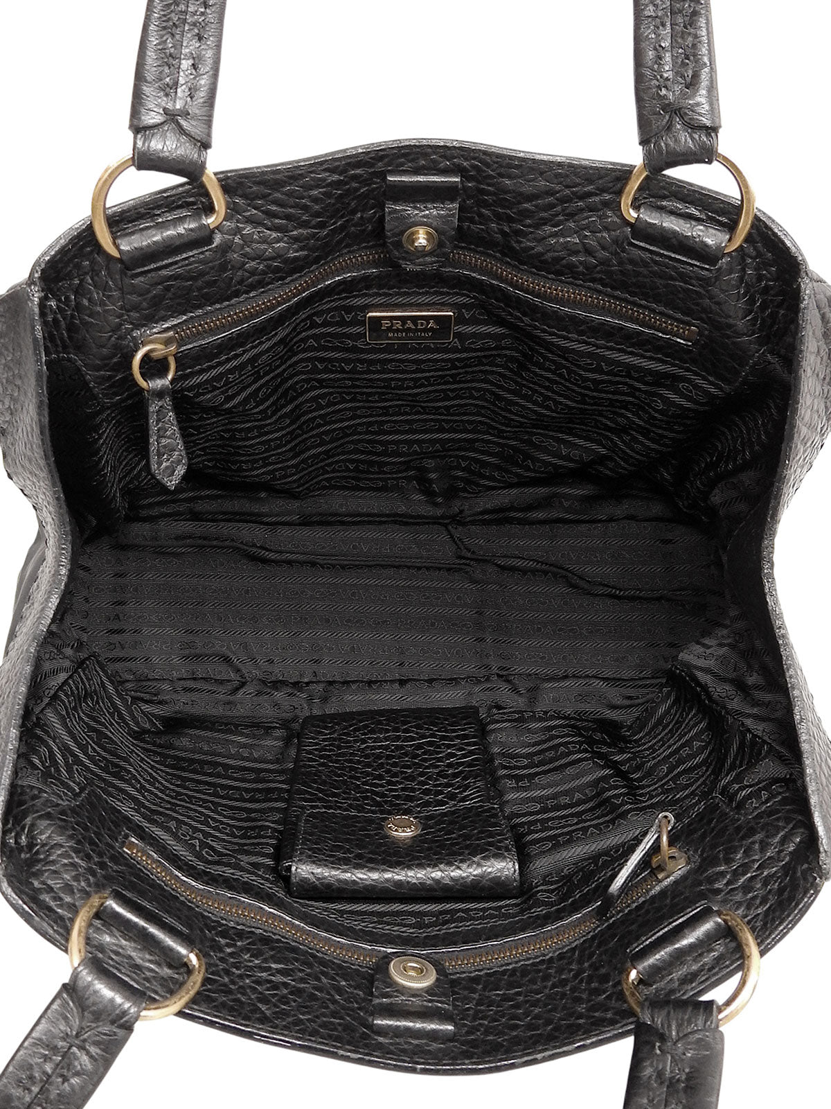 ナイロンレザーロゴプレートコンビハンドバッグ ブラック