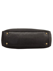 ナイロンレザーロゴプレートコンビハンドバッグ ブラック