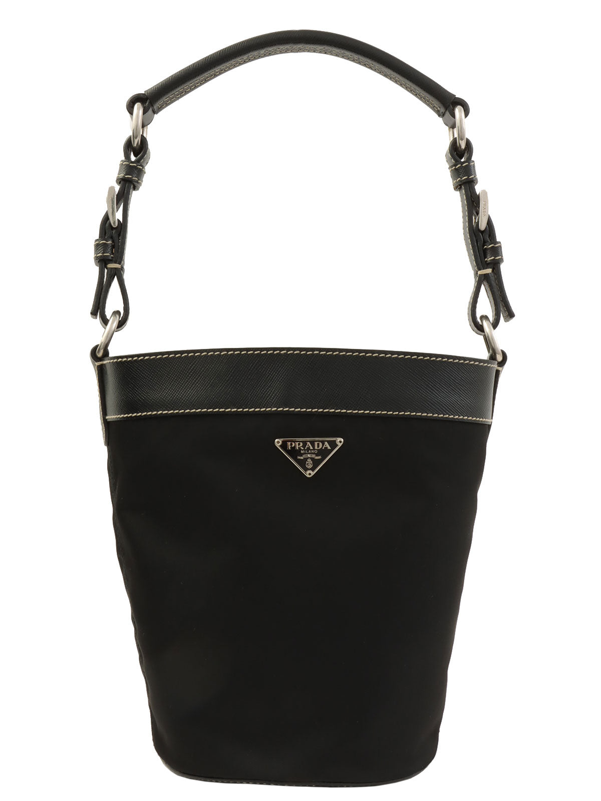 黑色尼龙水桶单肩包