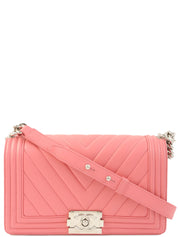 2016年頃製 シェブロンステッチボーイシャネルチェーンショルダーバッグ ピンク