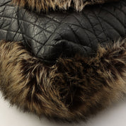 2009 2.55 Leather and Fur Combination Matelasse Stitch Tote Bag in Black