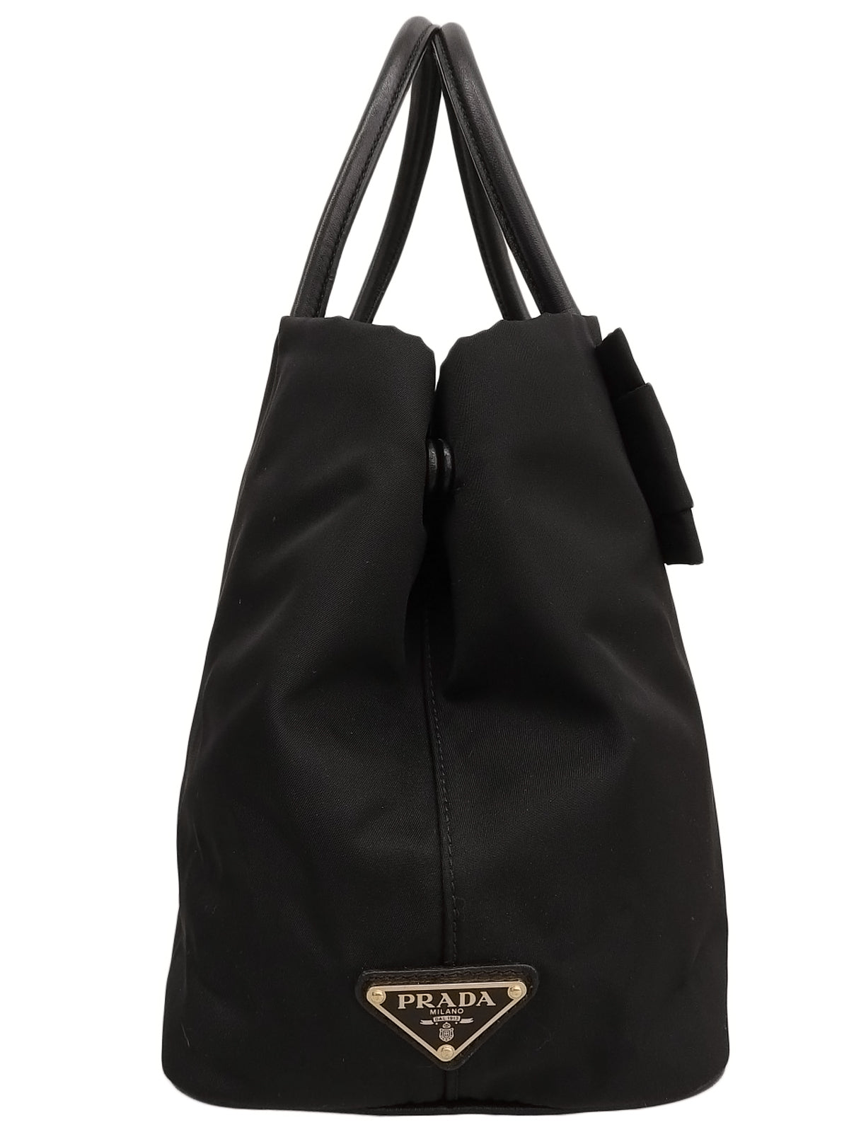 Nylon Ribbon Motif Logo Plate 2-Way Bag Black