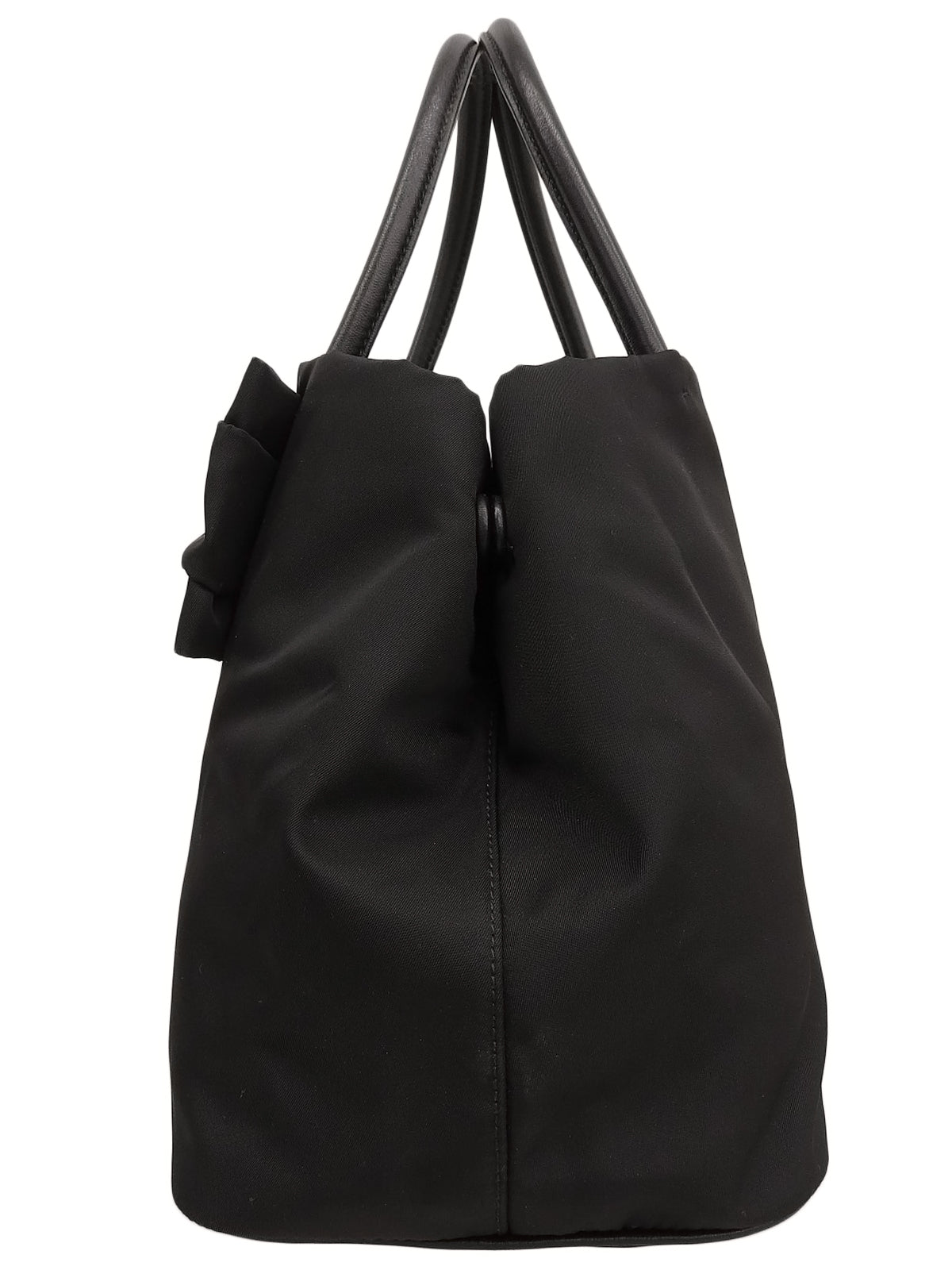 Nylon Ribbon Motif Logo Plate 2-Way Bag Black