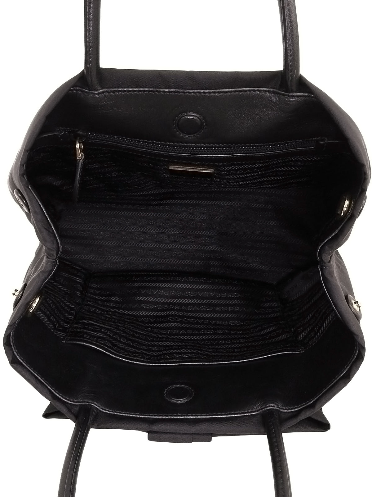 Nylon Ribbon Motif Logo Plate 2-Way Bag Black