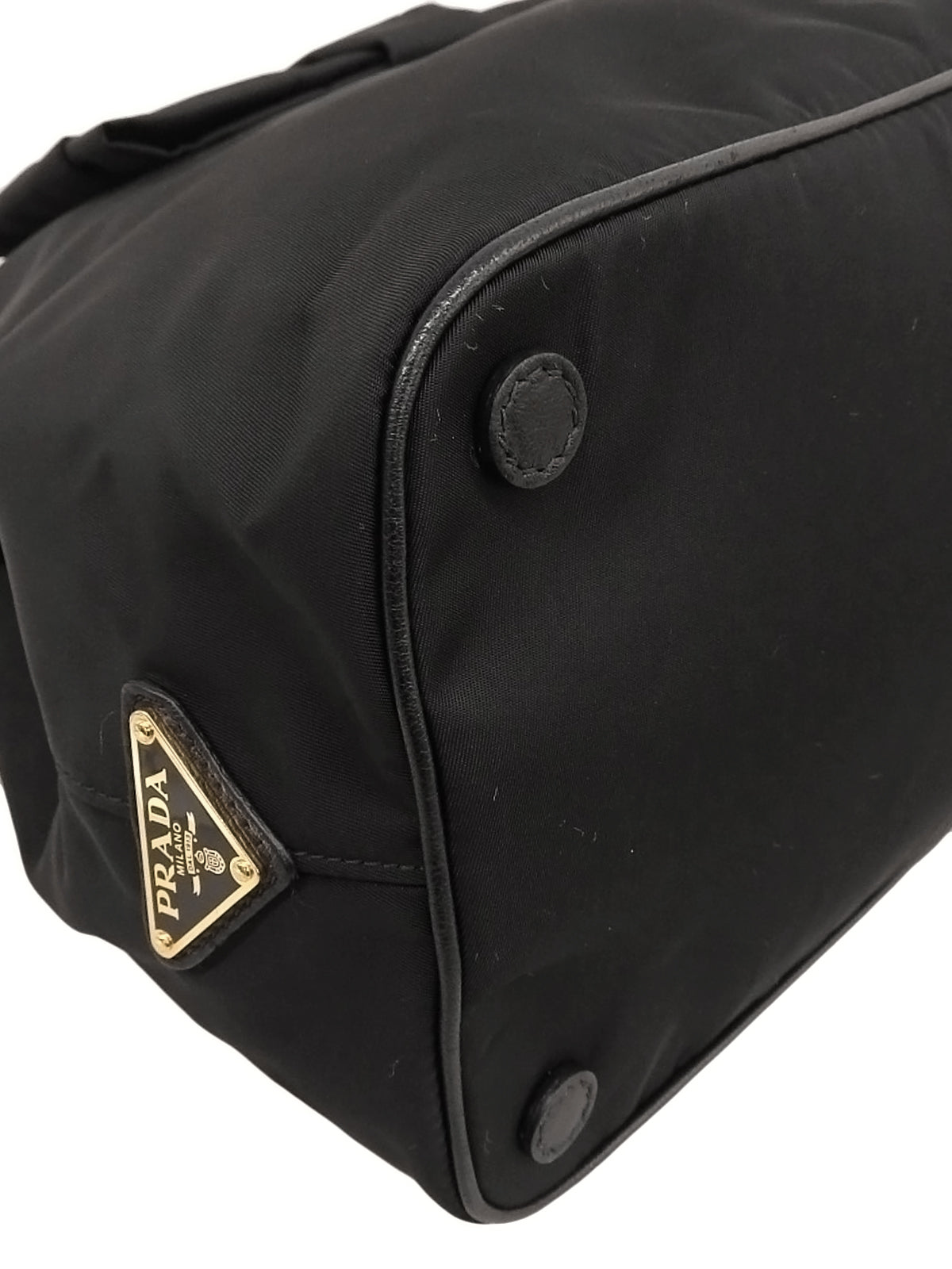 Nylon Ribbon Motif Logo Plate 2-Way Bag Black