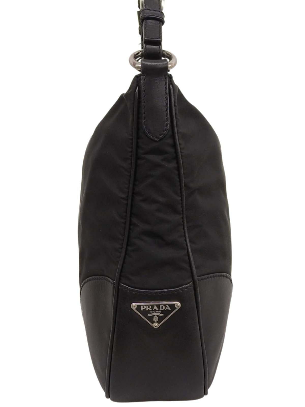 Logo Plate One Shoulder Bag Black