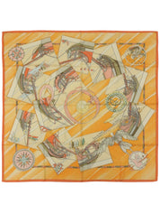 カレ90 Face au largeパターンスカーフ オレンジ