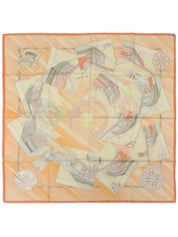 カレ90 Face au largeパターンスカーフ オレンジ