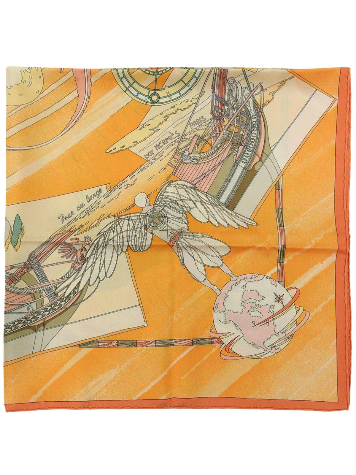 Carré 90 Face 大图案围巾，橙色