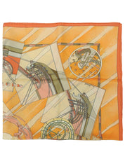 カレ90 Face au largeパターンスカーフ オレンジ