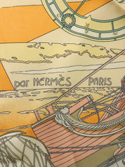 カレ90 Face au largeパターンスカーフ オレンジ