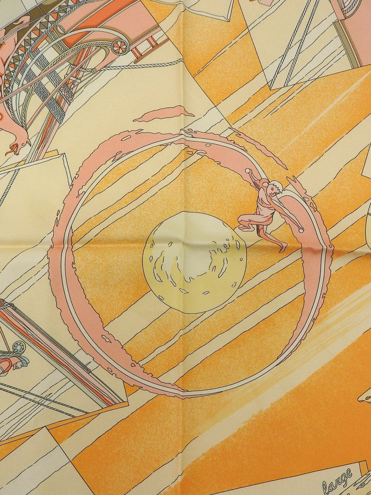 カレ90 Face au largeパターンスカーフ オレンジ