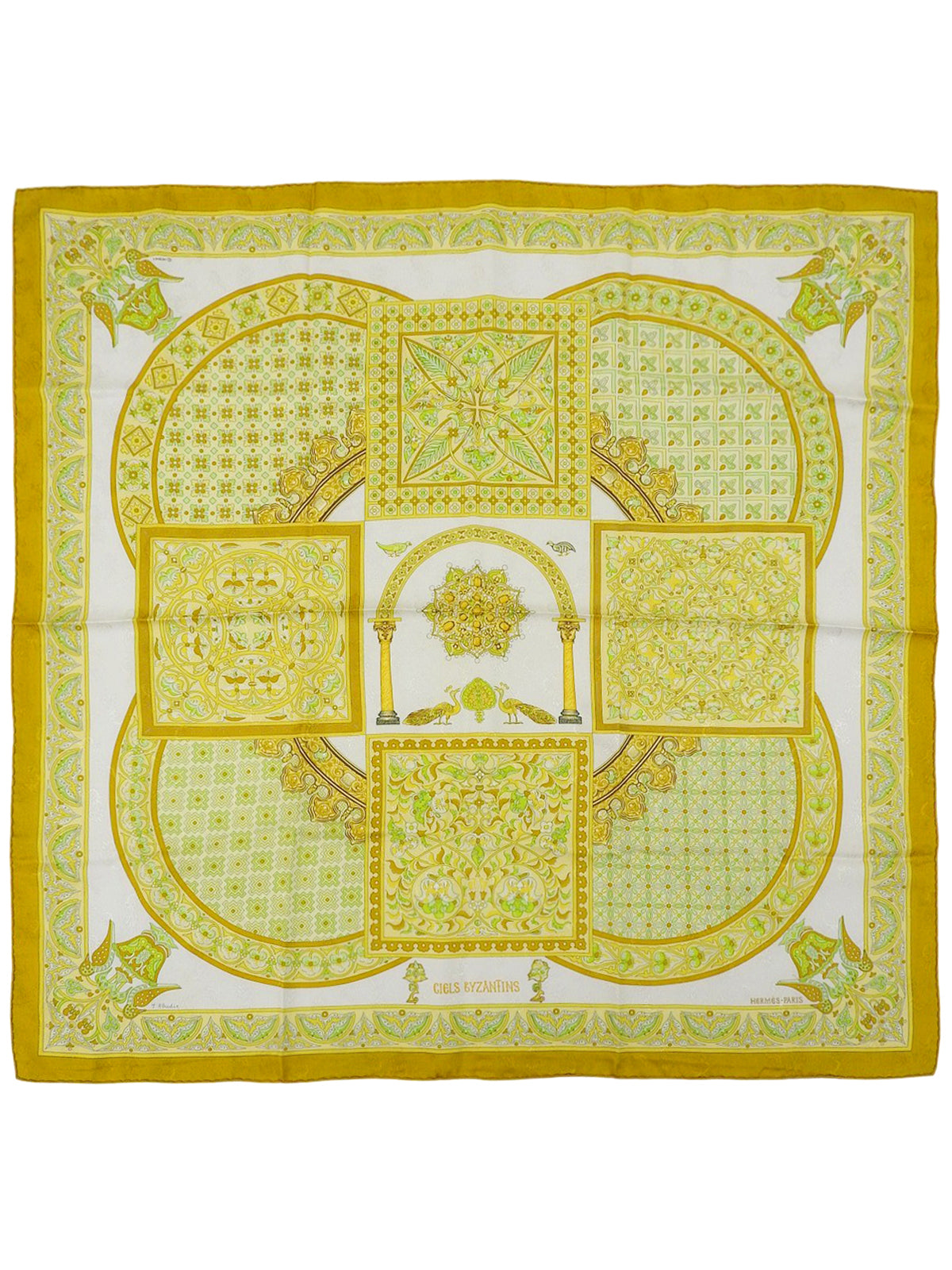 カレ90 Ciels Byzantinsパターンスカーフ イエロー