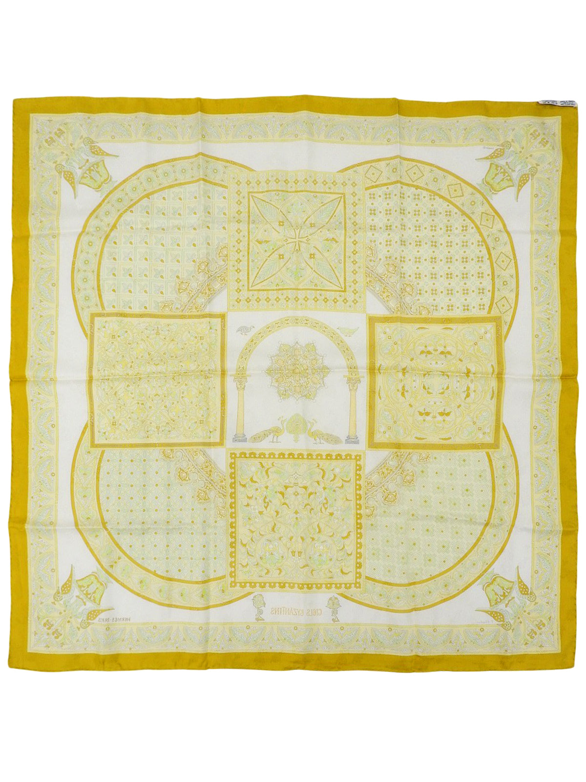 カレ90 Ciels Byzantinsパターンスカーフ イエロー