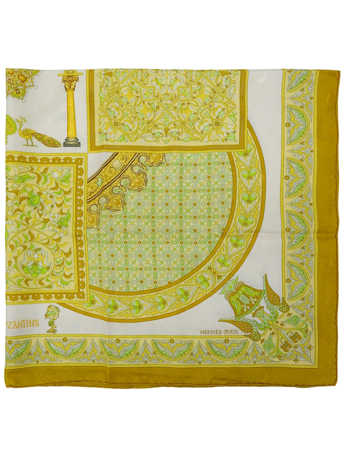 カレ90 Ciels Byzantinsパターンスカーフ イエロー