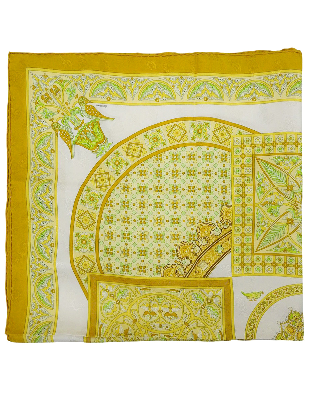 カレ90 Ciels Byzantinsパターンスカーフ イエロー