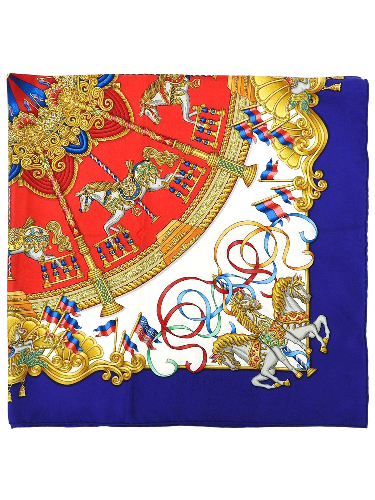 カレ90 LUNA PARKパターンスカーフ ブルー/マルチ