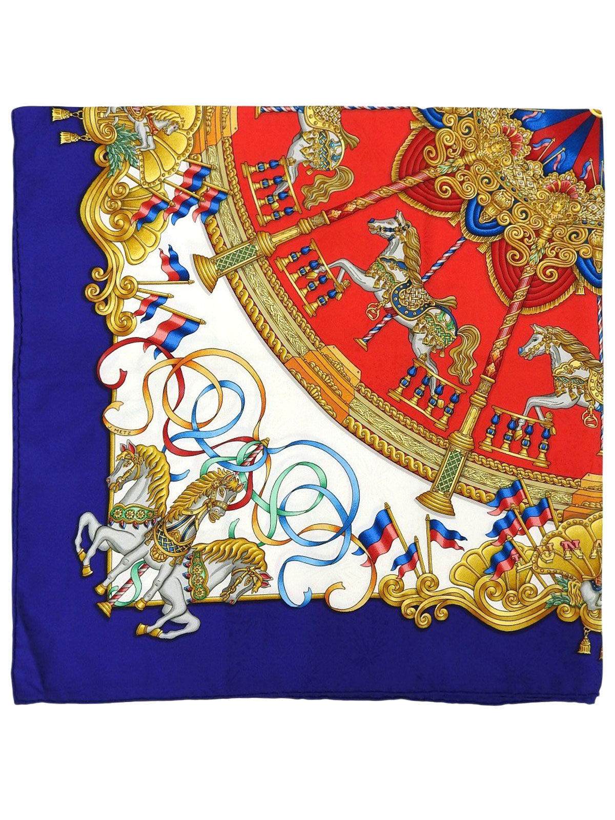 カレ90 LUNA PARKパターンスカーフ ブルー/マルチ