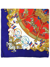 カレ90 LUNA PARKパターンスカーフ ブルー/マルチ