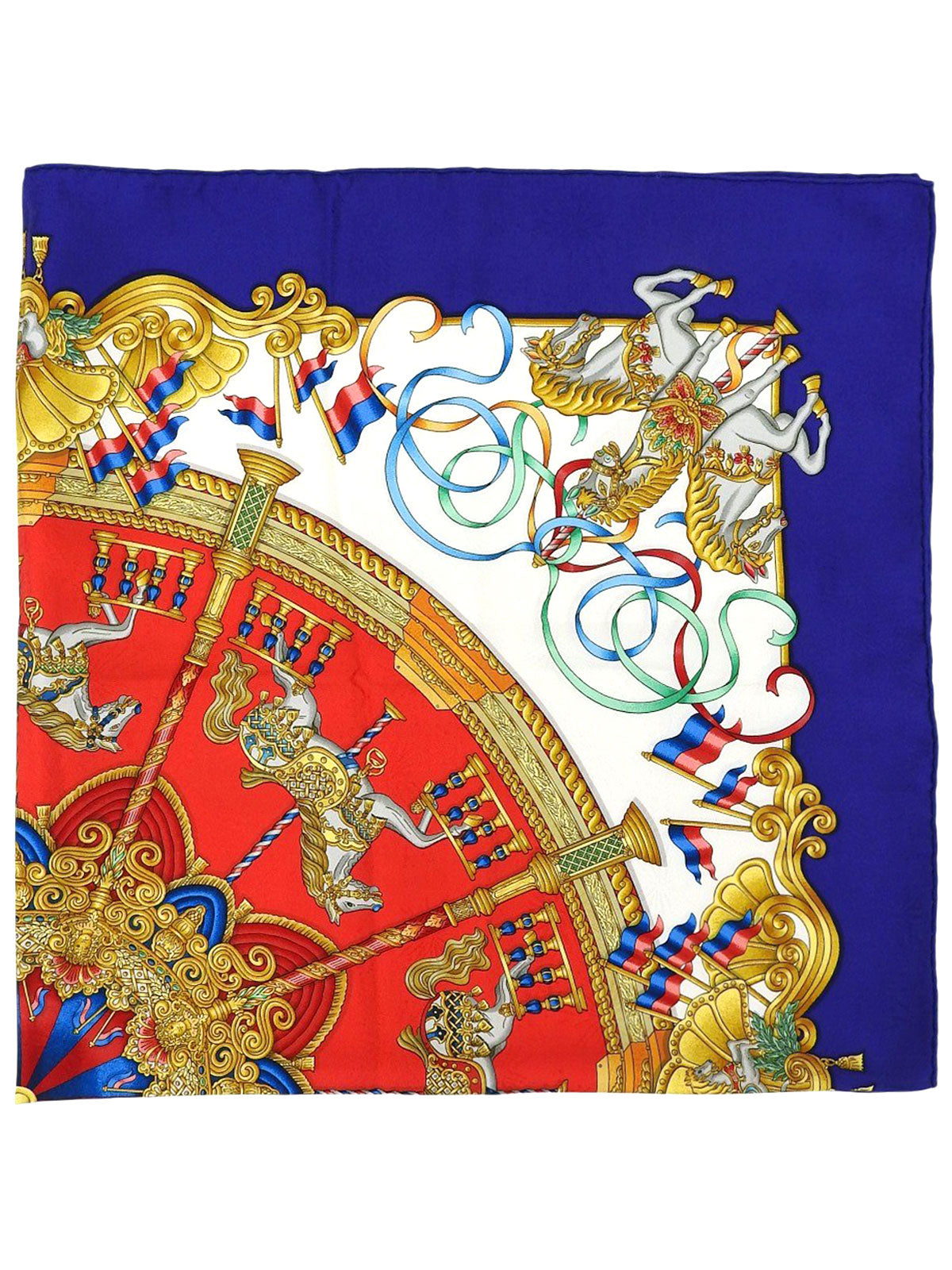 カレ90 LUNA PARKパターンスカーフ ブルー/マルチ