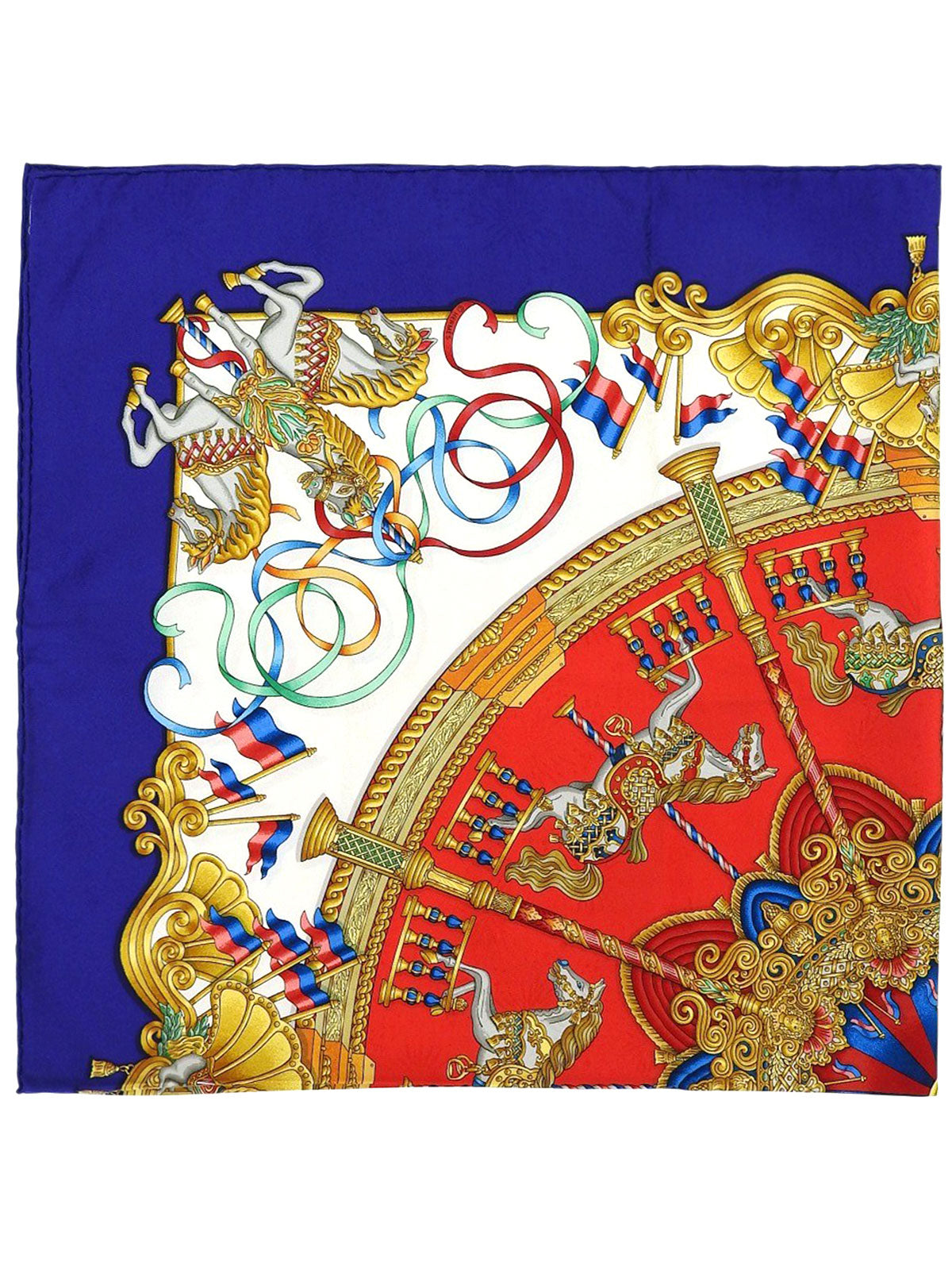 カレ90 LUNA PARKパターンスカーフ ブルー/マルチ