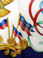 カレ90 LUNA PARKパターンスカーフ ブルー/マルチ