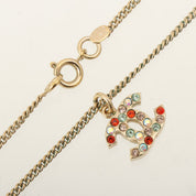 Multicolored Rhinestone CC Mark Necklace Gold/Multi