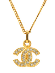 Rhinestone Mini CC Mark Necklace Gold