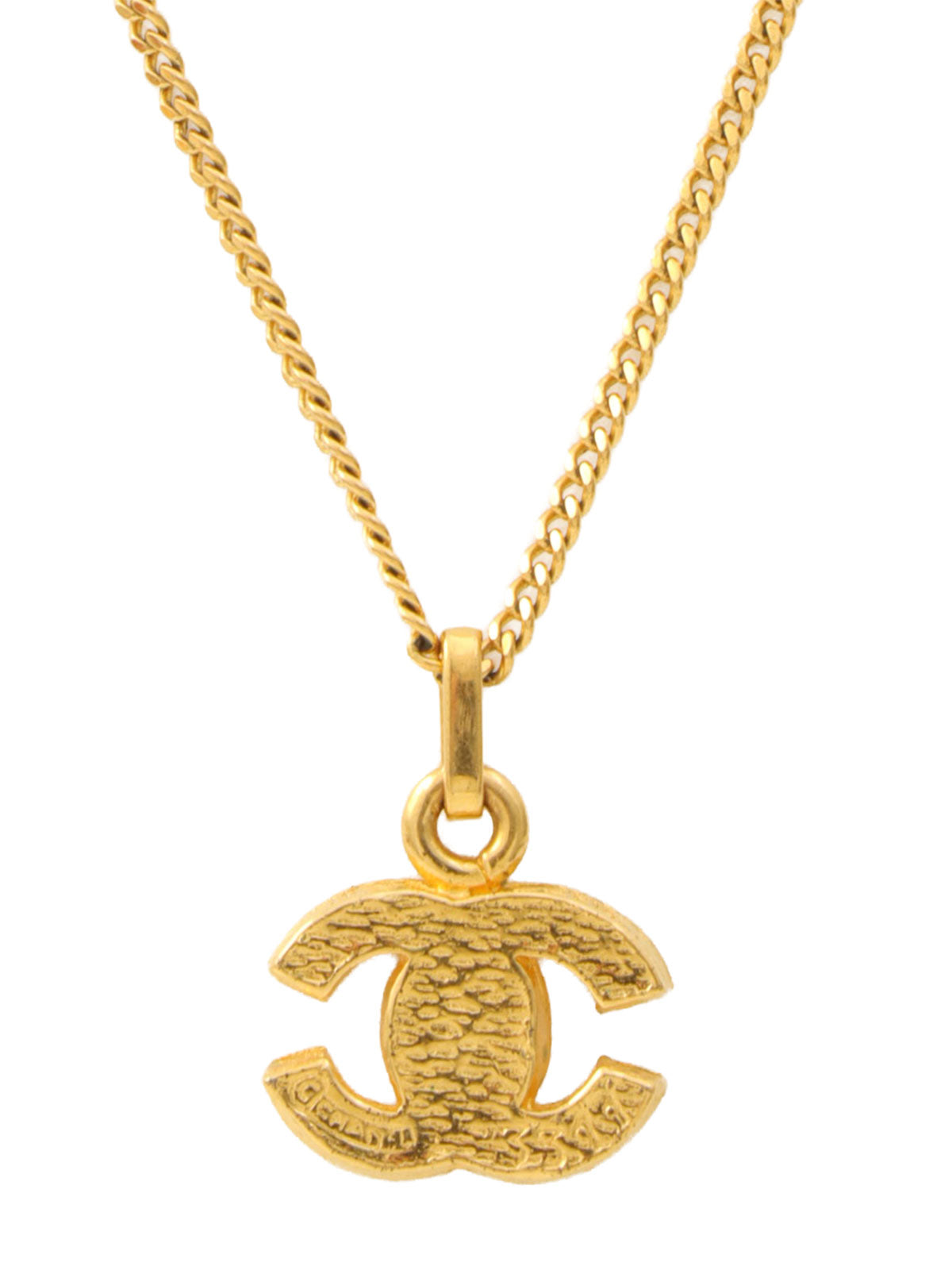 Rhinestone Mini CC Mark Necklace Gold