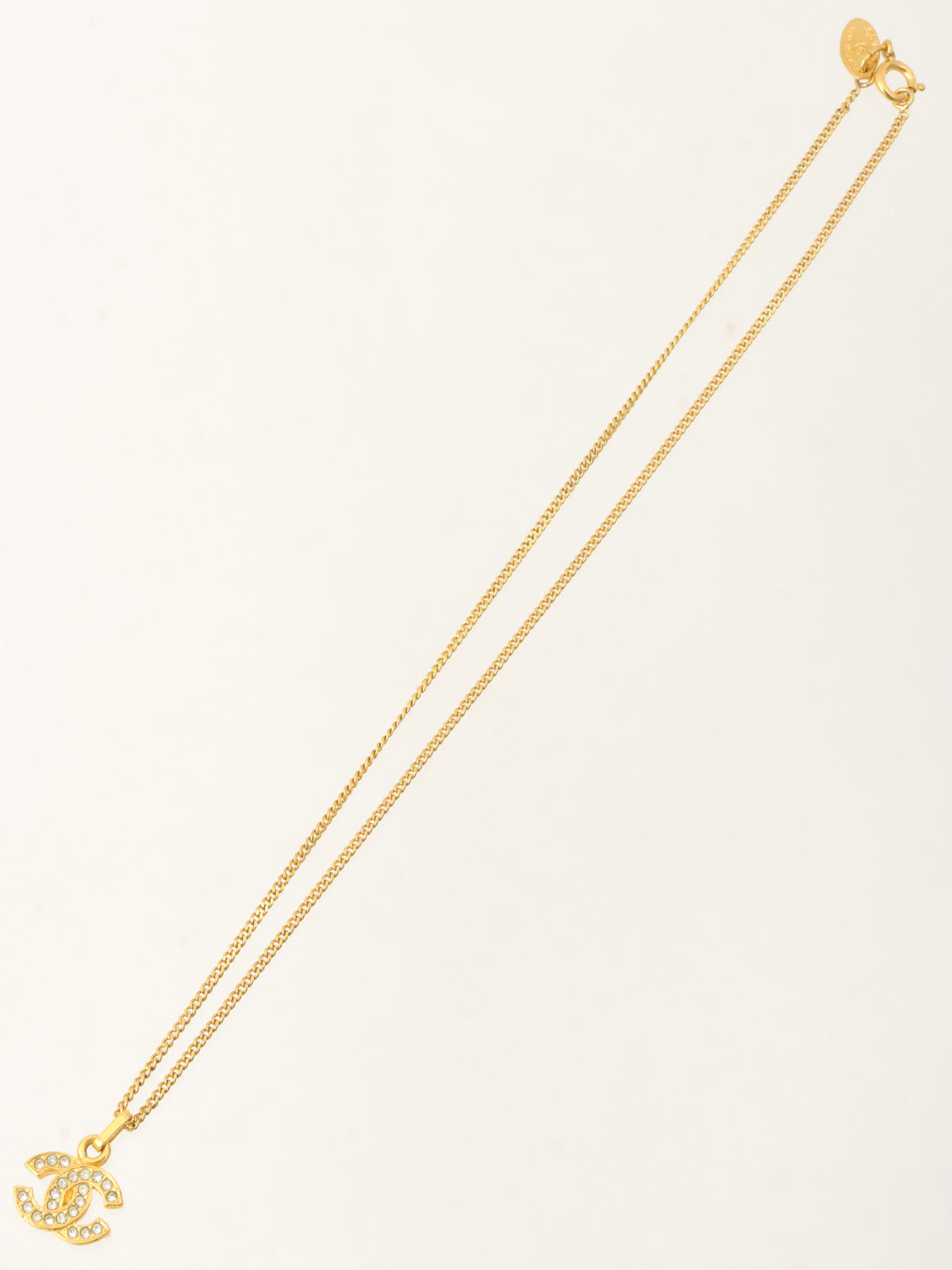 Rhinestone Mini CC Mark Necklace Gold