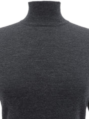 ロゴ刺繍半袖ニットトップス グレー