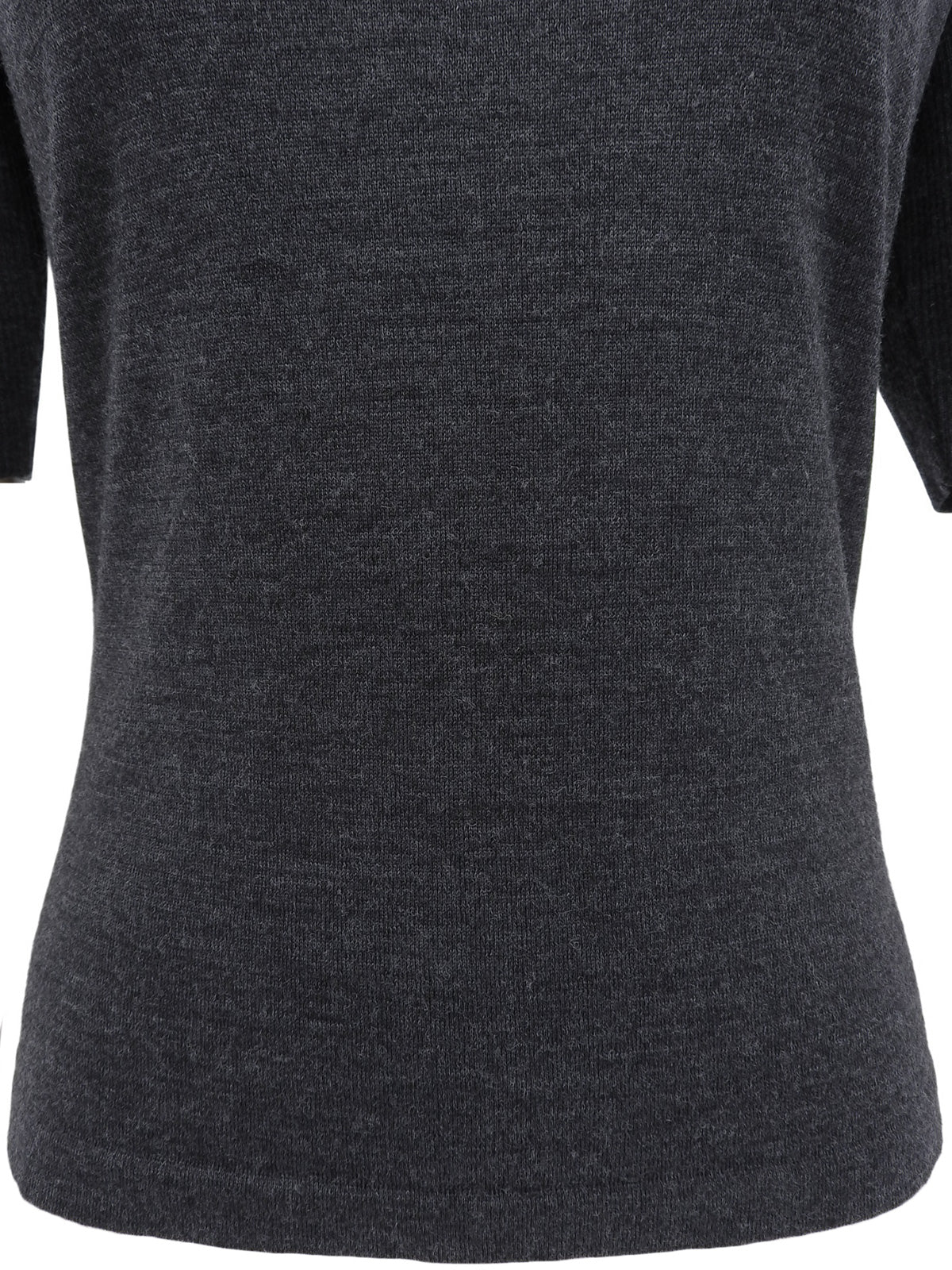 ロゴ刺繍半袖ニットトップス グレー