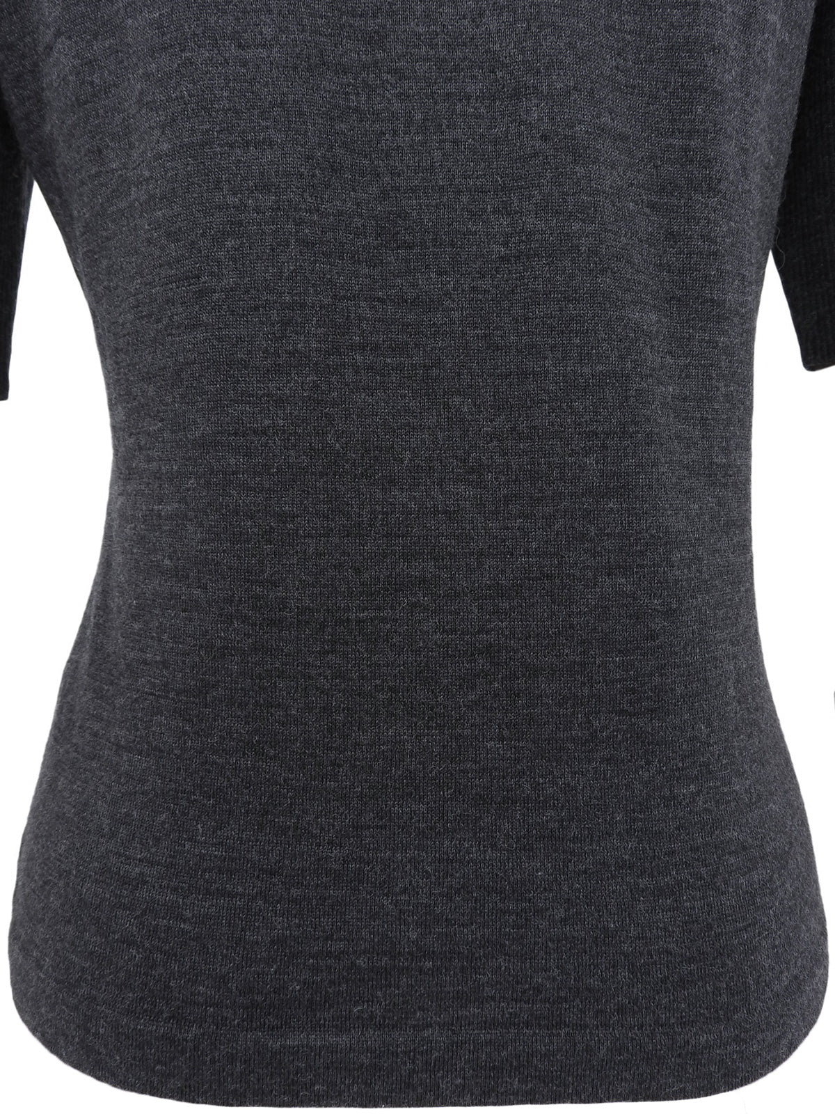 ロゴ刺繍半袖ニットトップス グレー